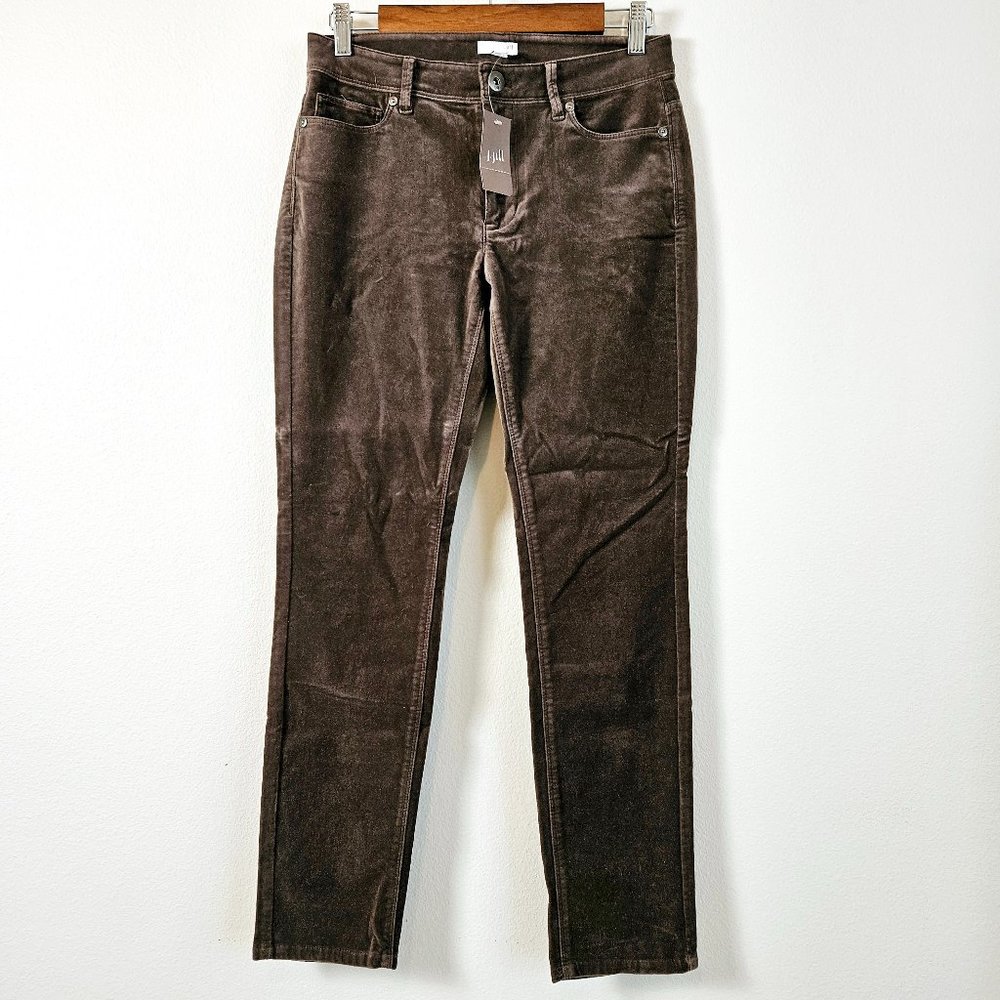 J Jill Velour Skinny Pants, Mocha, Size 2, NWT